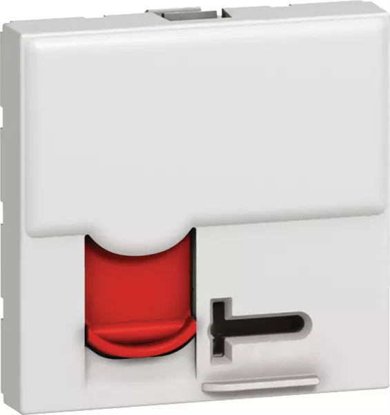 legrand-prise rj45 mosaic - cat.6a - stp � cl� - 2 modules - blanc avec volet rouge (076599)