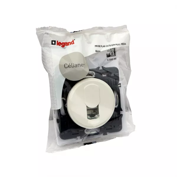 legrand-prise rj45 multim�dia c�liane cat�gorie6 stp livr�e avec enjoliveur blanc (099509)