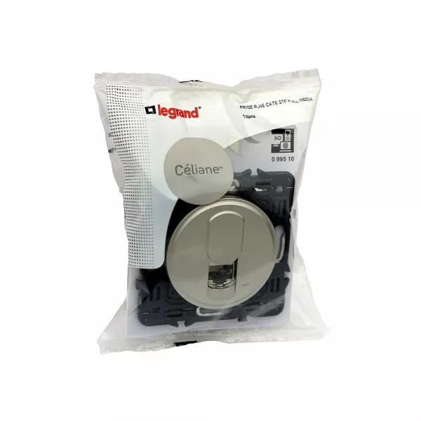 legrand-prise rj45 multim�dia c�liane cat�gorie6 stp livr�e avec enjoliveur titane (099510)