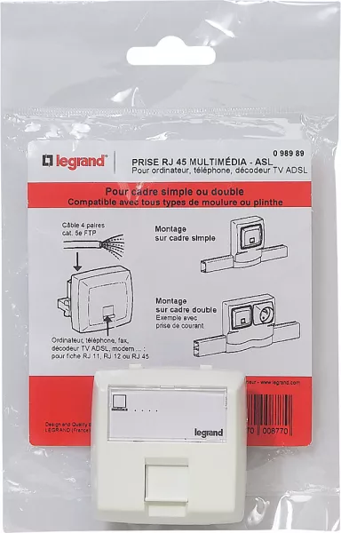 legrand-prise rj45 multim�dia pour moulure appareillage saillie - blanc (098989)