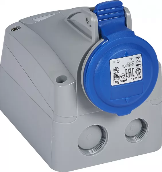 legrand-prise saillie fixe p17 ip44 16a - 200v~ � 250v~ - 2p+t (555154)