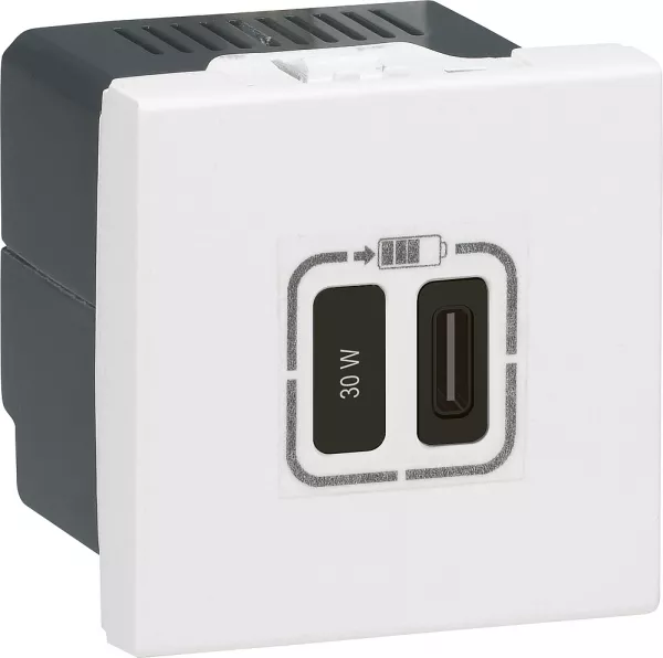 legrand-prise simple usb mosaic type-c 3a 30w power delivery 2 modules - blanc (077585l)