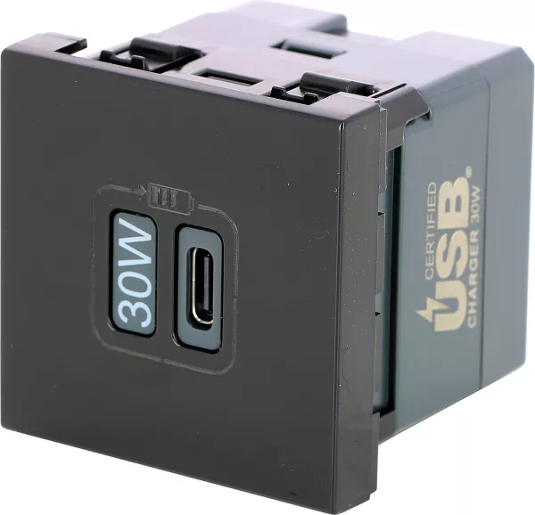 legrand-prise simple usb mosaic type-c 3a 30w power delivery 2 modules - noir mat (079185l)