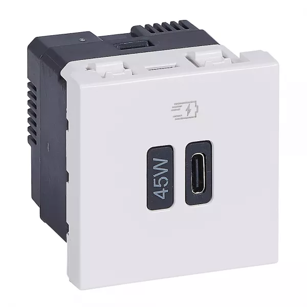 legrand-prise simple usb mosaic type-c 45w power delivery 2 modules - blanc (077655l)