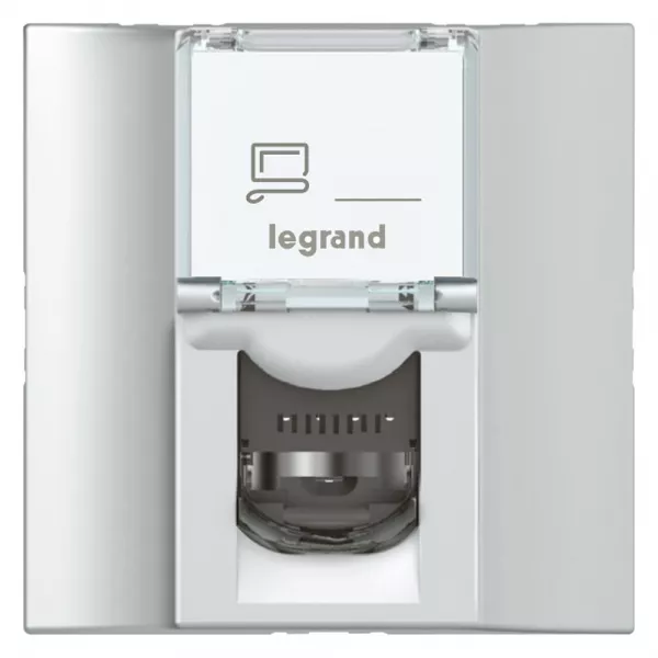 legrand-prise travers�e cuivre cat�gorie 6a stp mosaic 2 modules - alu (078629)