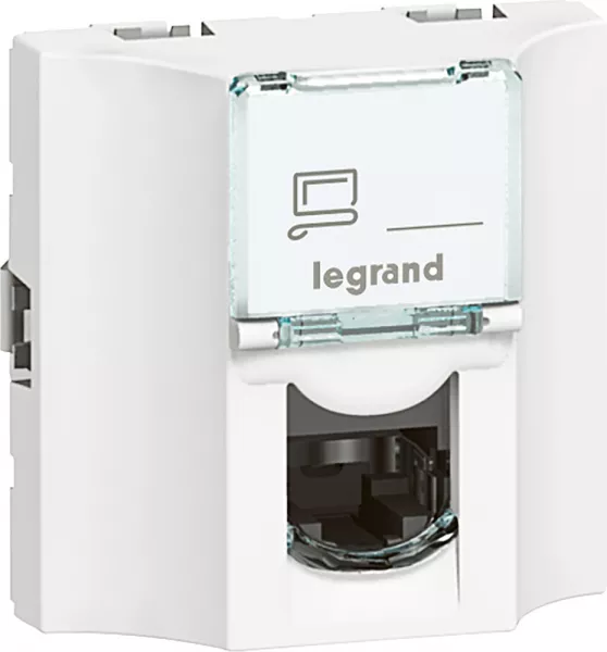 legrand-prise travers�e cuivre cat�gorie 6a stp mosaic 2 modules - blanc (078628)
