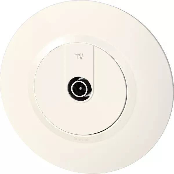 legrand-prise tv �toile blind�e dooxie avec plaque ronde blanche (095057)