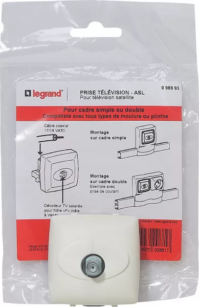 legrand-prise tv pour satellite pour moulure appareillage saillie - blanc (098993)