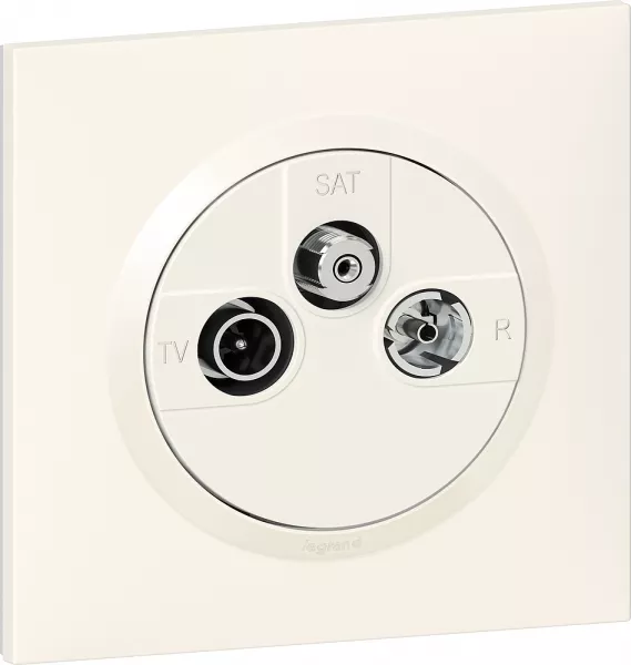 legrand-prise tv-r-sat 1 c�ble dooxie one livr� avec plaque carr�e blanche et griffes (600753)