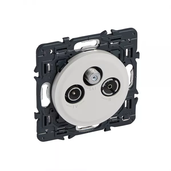 legrand-prise tv rd sat c�liane avec enjoliveur blanc et support (067788)