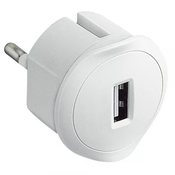 legrand-prise usb 5v 1,5a maximum avec fiche 2p 10a et encombrement r�duit - blanc (050680)