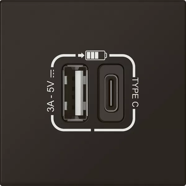 legrand-prise usb type-a + usb type-c 3a 15w mosaic link 230v - 2 modules noir mat (079193l)