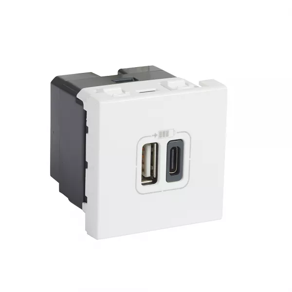 legrand-prise usb type-a + usb type-c 3a 5v= 15w mosaic 2 modules 230v - blanc (077592)