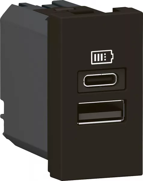 legrand-prise usb type-a+type-c 3a mosaic - 1 module noir pour poste de travail (077672l)