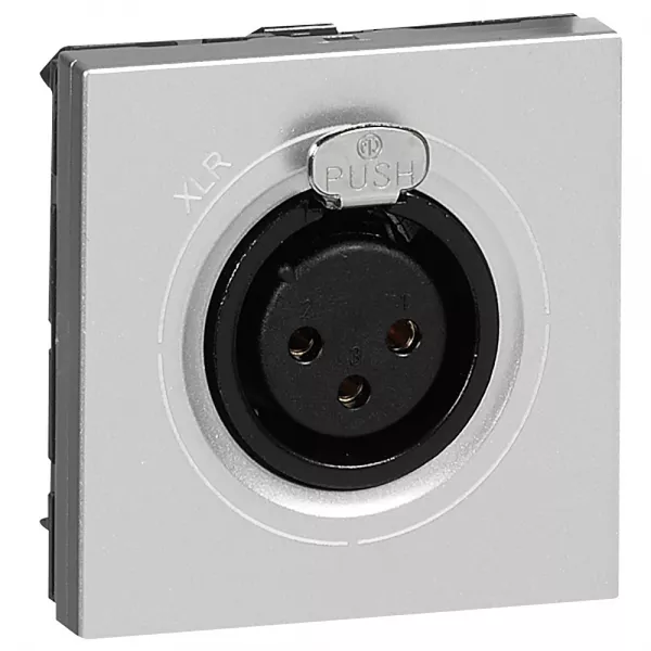 legrand-prise xlr 3 p�les femelle mosaic 2 mod - liaison st�r�o tout p�riph�rique - alu (079255)