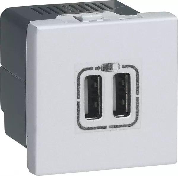 legrand-prises 2 usb type-a 2,4a 5v= 15w mosaic 2 modules 230v - alu (079394)