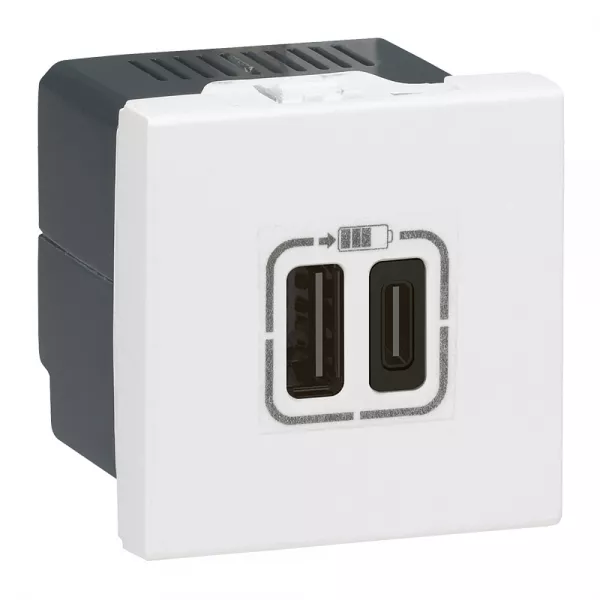 legrand-prises 2 usb type-c 3a 5v= 15w mosaic 2 modules 230v - blanc (077590)