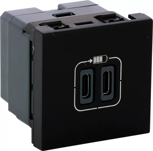 legrand-prises 2 usb type-c 3a 5v= 15w mosaic 2 modules 230v - noir (079190l)