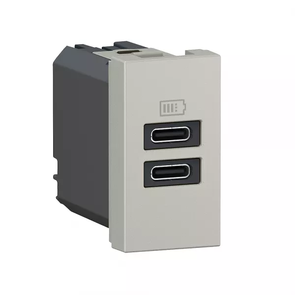 legrand-prises 2 usb type-c 3a mosaic - 1 module alu pour poste de travail (077681l)