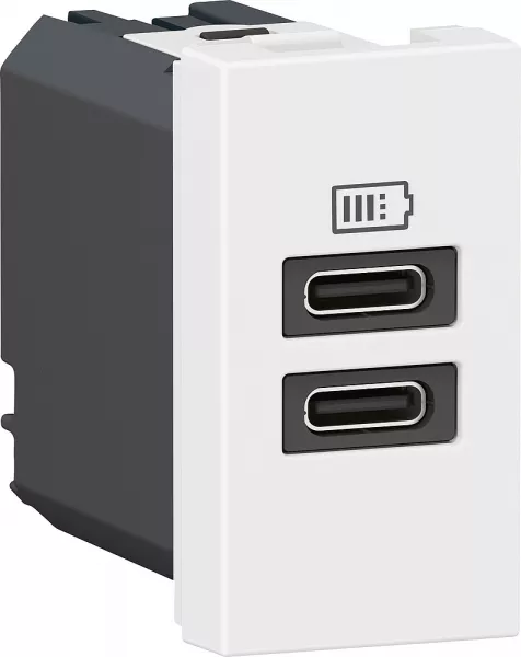 legrand-prises 2 usb type-c 3a mosaic - 1 module blanc pour poste de travail (077680l)