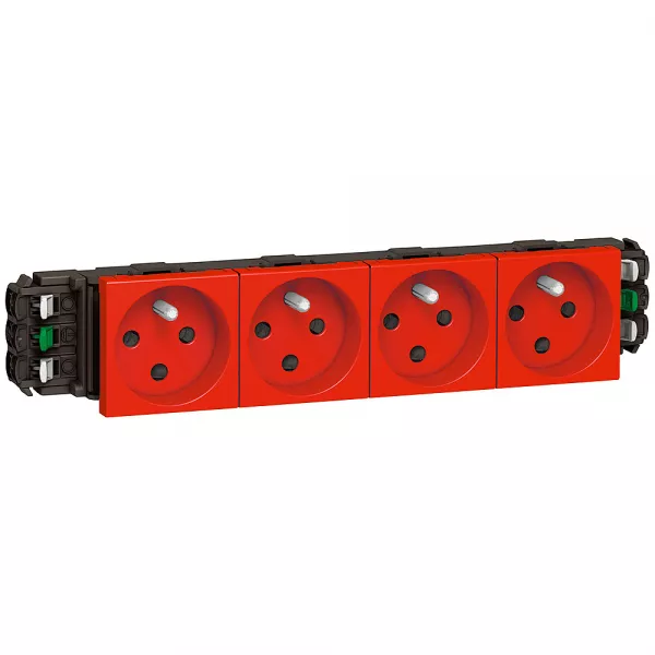 legrand-quadruple prise 2p+t � d�trompage mosaic 8 mod - goulottes dlp monobloc -rouge (077324)