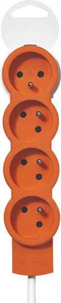legrand-rallonge 4 prises de courant 2p+t 16a 230v avec cordon 1,5m - orange (050205)