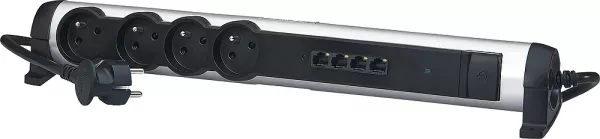 legrand-rallonge 4x2p+t + switch 4 prise rj45 + parafoudre - aluminium (050395)