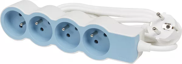 legrand-rallonge 4x2p+t avec cordon 1,5m 3g 1mm� - blanc/bleu (049479)