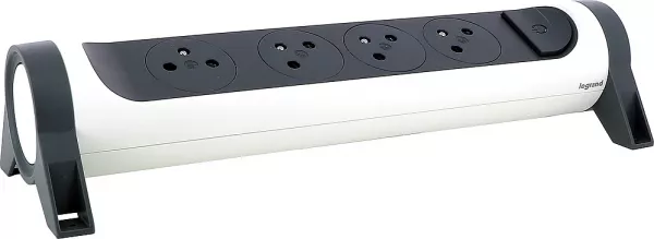 legrand-rallonge 4x2p+t surface avec interrupteur sans cordon - blanc/gris fonc� (049465)