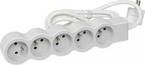 legrand-rallonge 5x2p+t avec cordon 1,5m 3g 1mm� - blanc/gris clair (049480)