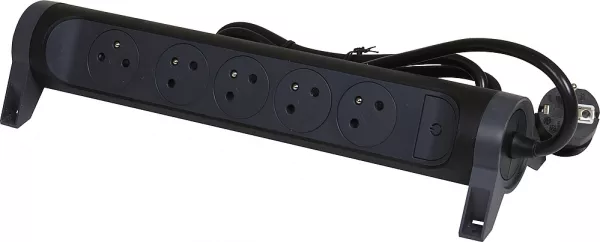 legrand-rallonge 5x2p+t surface avec interrupteur et cordon 1,5m 3g 1mm� - noir/gris (049452)