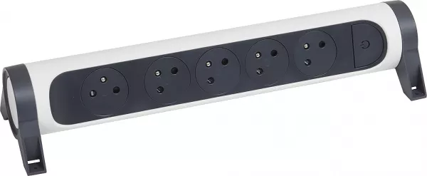 legrand-rallonge 5x2p+t surface avec interrupteur sans cordon - blanc/gris fonc� (049467)