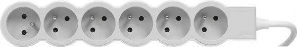 legrand-rallonge 6x2p+t avec cordon 1,5m 3g 1mm� - blanc/gris clair (049484)