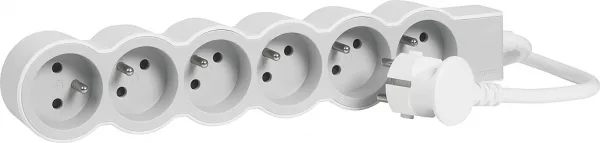 legrand-rallonge 6x2p+t avec cordon 3m 3g 1,5mm� - blanc/gris clair (049494)