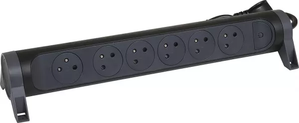 legrand-rallonge 6x2p+t surface avec interrupteur et cordon 1,5m 3g 1mm� - noir/gris (049456)
