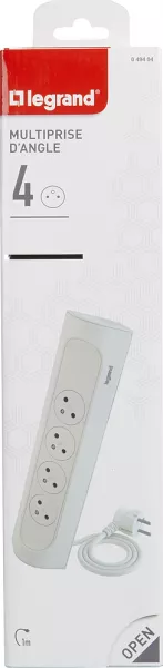 legrand-rallonge d\'angle 4x2p+t surface avec cordon 1m - blanc (049404)