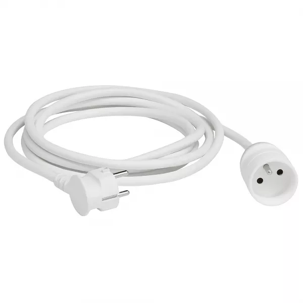 legrand-rallonge domestique 2p+t avec �clips de protection longueur 5m - blanc (051601)