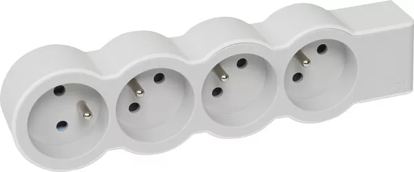 legrand-rallonge extra-plate 4x2p+t � c�bler - blanc/gris clair (049497)