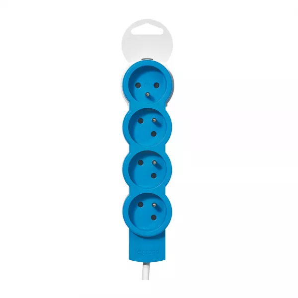 legrand-rallonge multiprise 4 prises de courant 2p+t 16a 230v avec cordon 1,5m - bleu (050204)