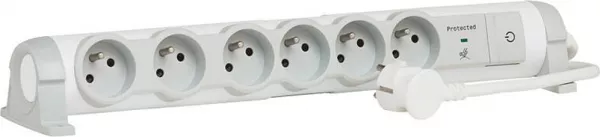 legrand-rallonge multiprise 6 prises 2p+t 16a 230v avec parafoudre - blanc et gris (050097)