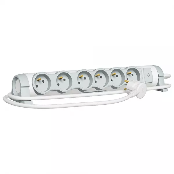 legrand-rallonge multiprise confort - bloc de prises rotatif - 6x2p+t - cordon 3 m (050084)