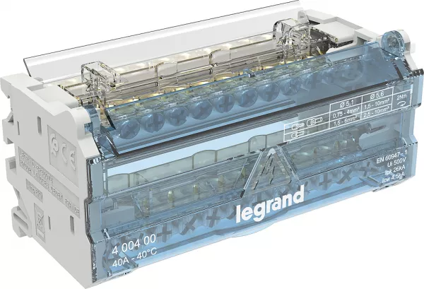 legrand-r�partiteur modulaire 2p - 40a - 6 modules (400400)