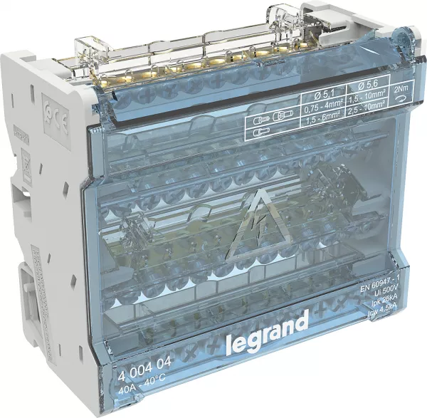 legrand-r�partiteur modulaire 4p - 40a - 6 modules (400404)