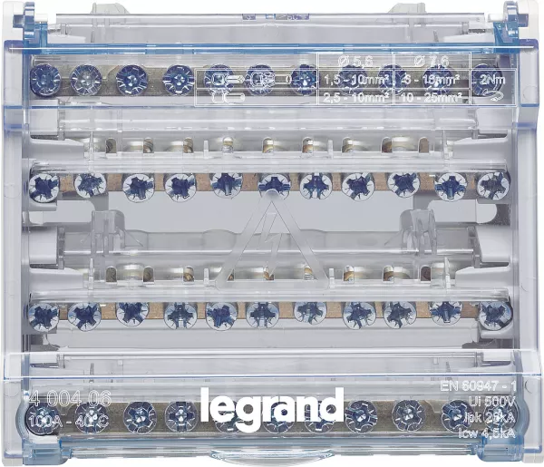 legrand-r�partiteur modulaire 4p 100a - 6 modules (400406)