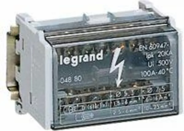 legrand-r�partiteur monobloc 2p � bornes 125a -15 connexions par barreau - 8 modules din (004882)