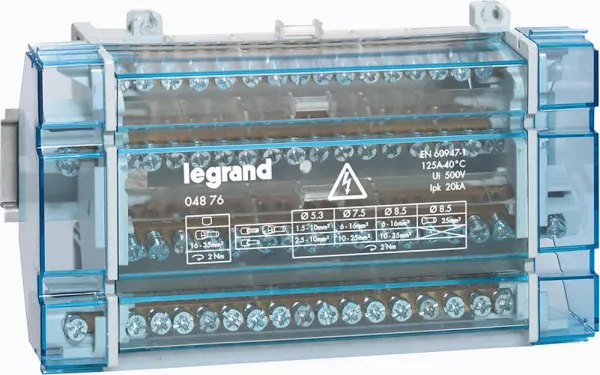 legrand-r�partiteur monobloc 4p � bornes 125a -17 connexions par barreau -10 modules din (004876)