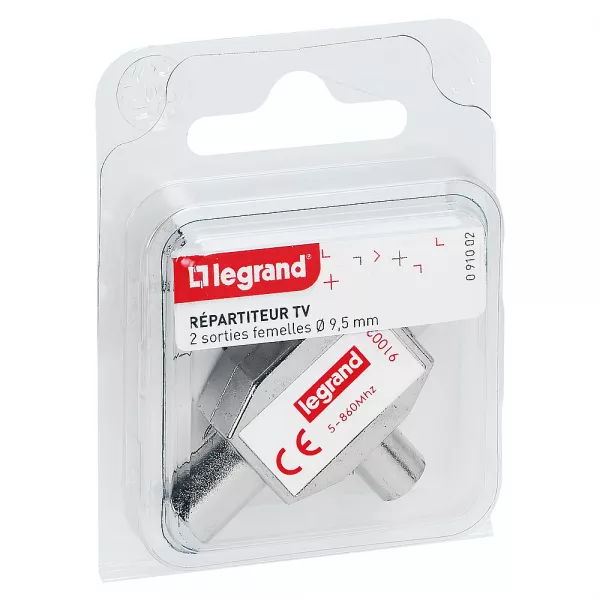 legrand-r�partiteur t�l�vision blind� 1 entr�e m�le 2 sorties femelles �9,52mm (091002)