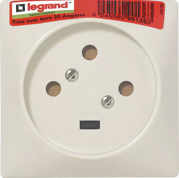 legrand-socle 3p+t � vis avec �clips de protection 80x80mm - �tiquette avec gencod (090136)