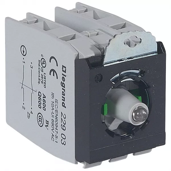 legrand-sous-ensemble bloc t�te lum osmoz raccordement � vis 230v~ 2 contacts no/nf vert (022992)