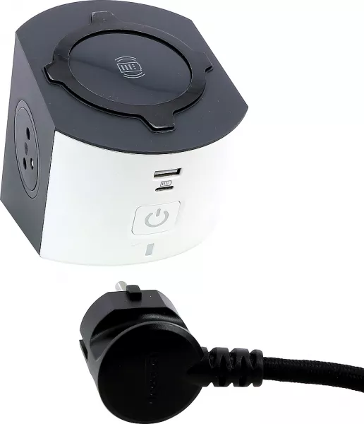 legrand-station de charge 2x2p+t, chargeur sans fil , usb a+c et cordon 2m - blanc/gris (049412)